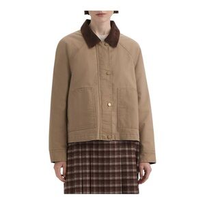 NW/OT Hunter Raglan Sleeve Cotton Tan Barn Jacket w/Corduroy Collar Large